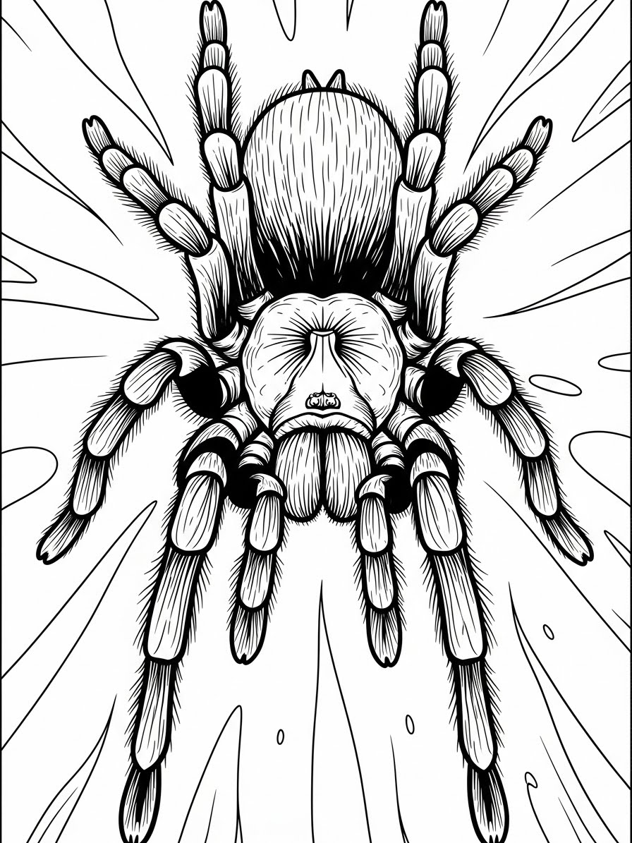 Desenho de Aranha grande com detalhes para colorir