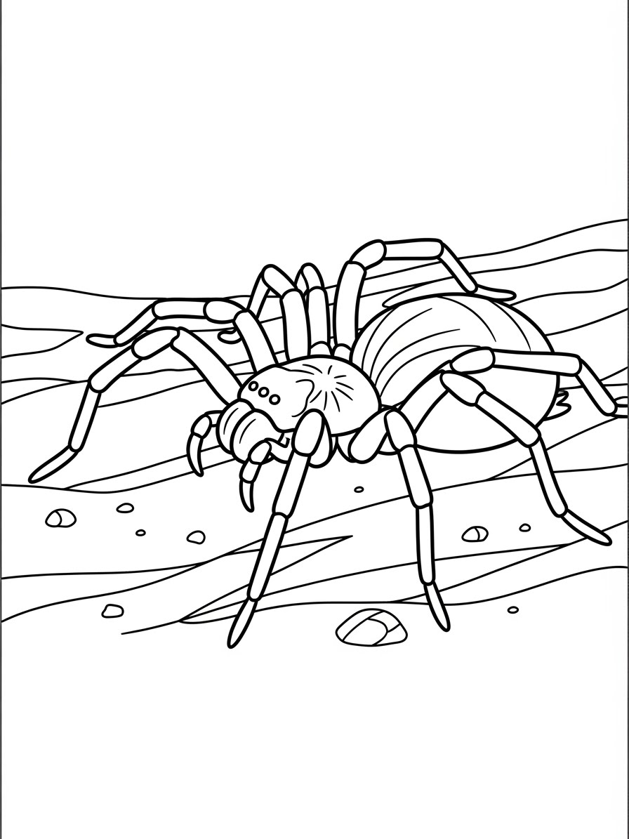 Desenho de Aranha realista com detalhes para colorir