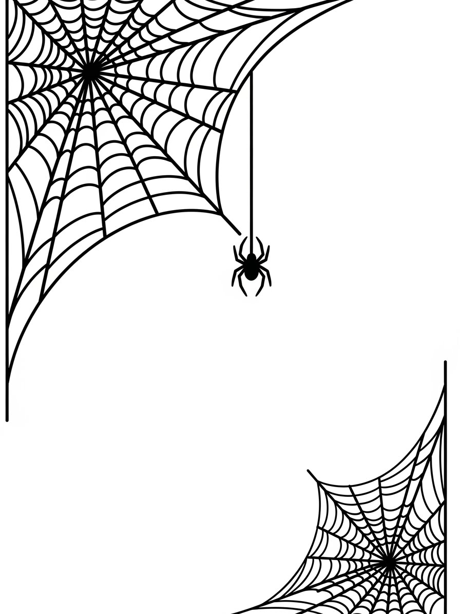 Desenho de Aranha em teia simples para colorir