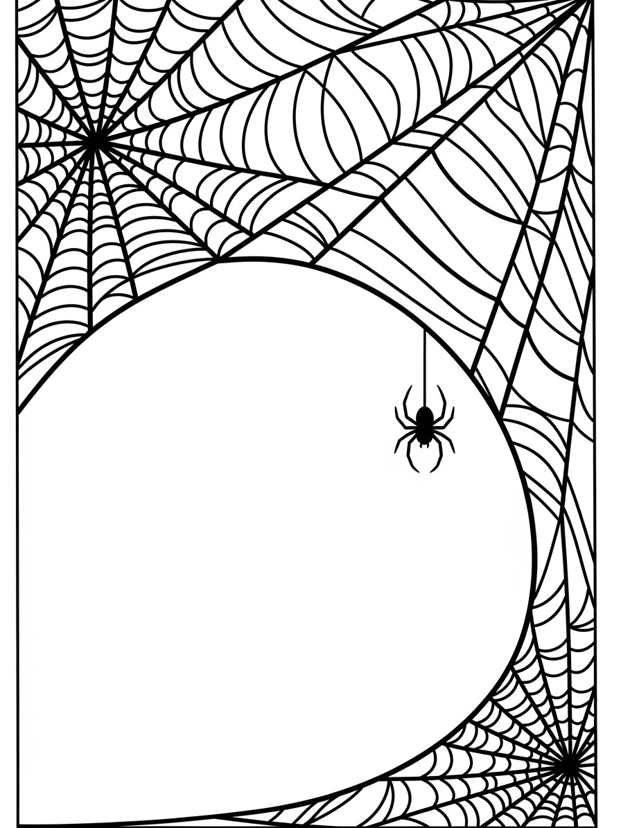 Desenho de Aranha pendurada em teias para colorir