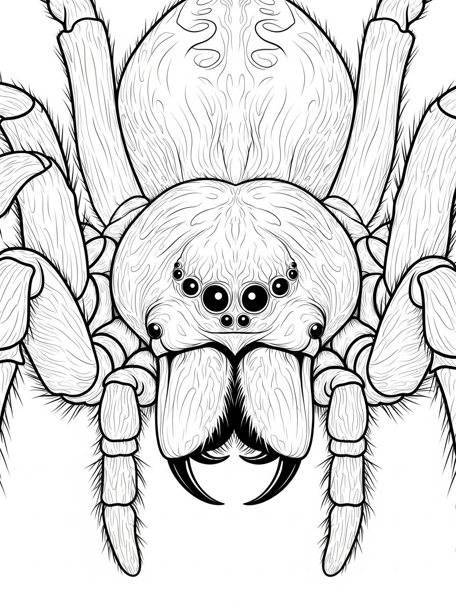 Desenho de Aranha realista detalhada para colorir