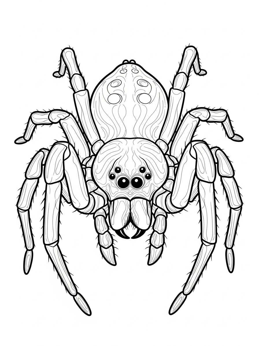 Desenho de Aranha detalhada com pernas longas para colorir