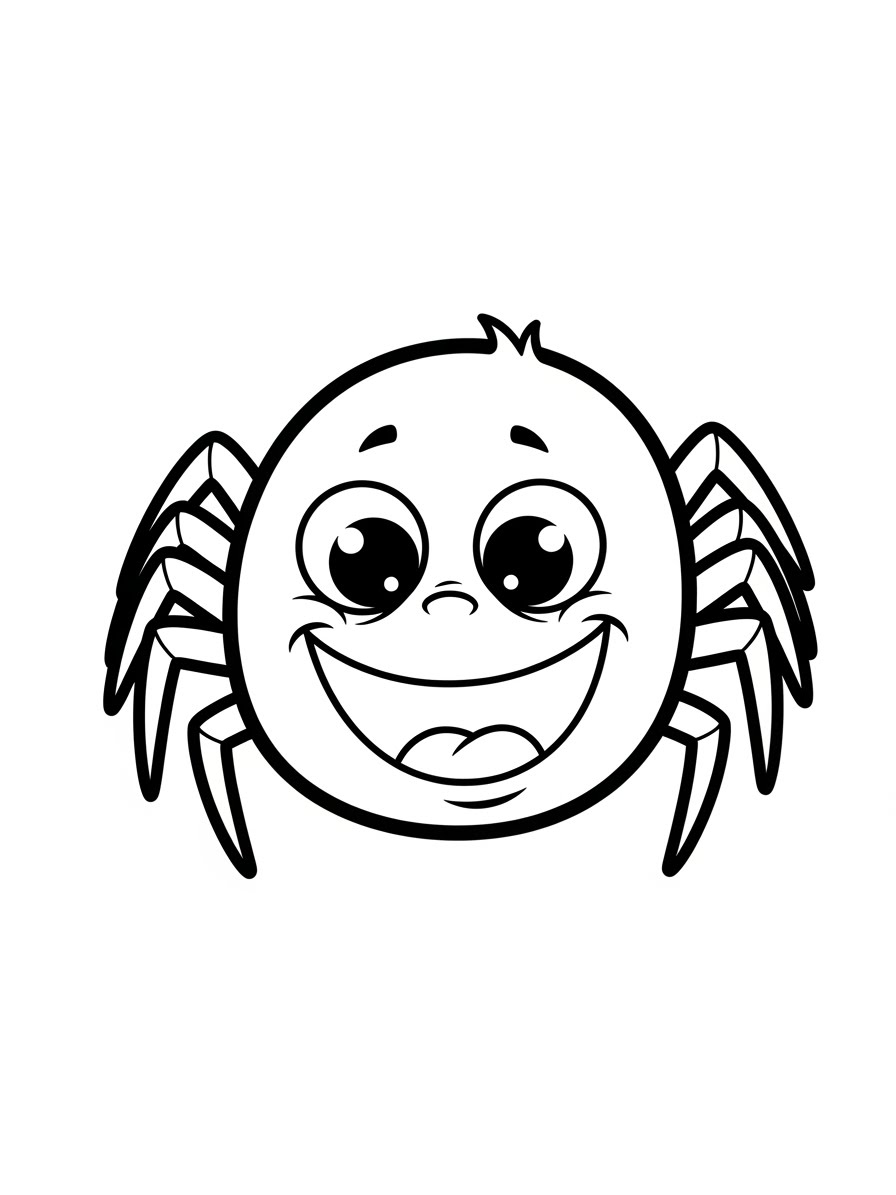 Desenho de Aranha fofa sorrindo para colorir