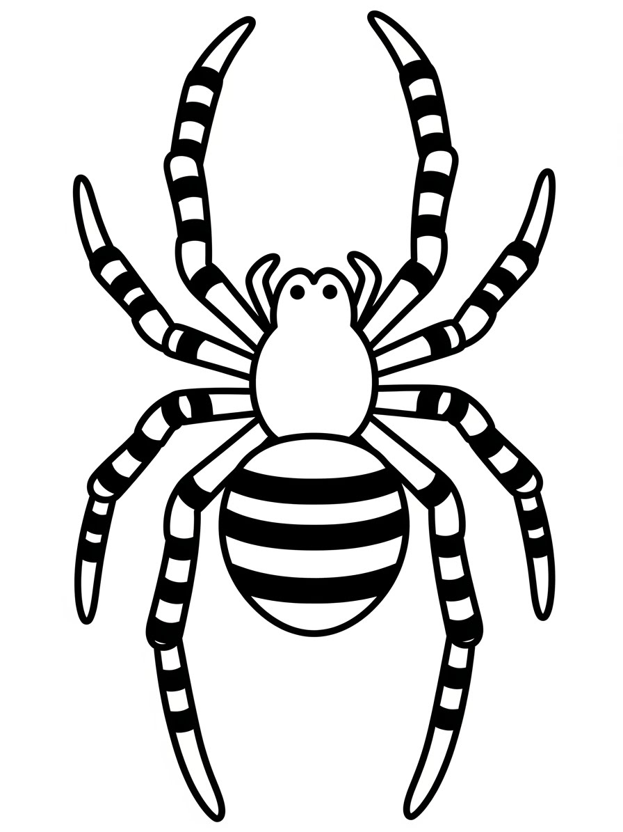 Desenho de Aranha com listras para colorir
