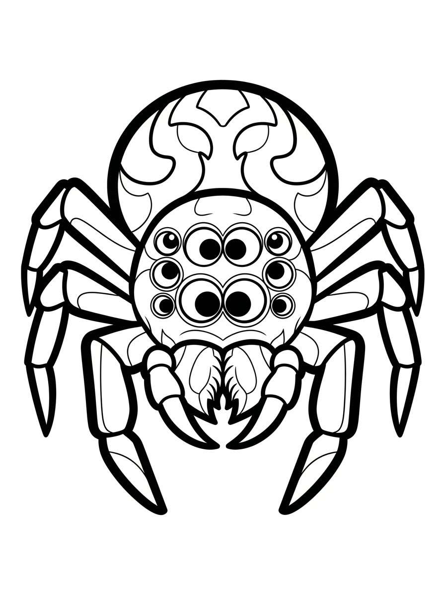 Desenho de Aranha com muitos olhos para colorir