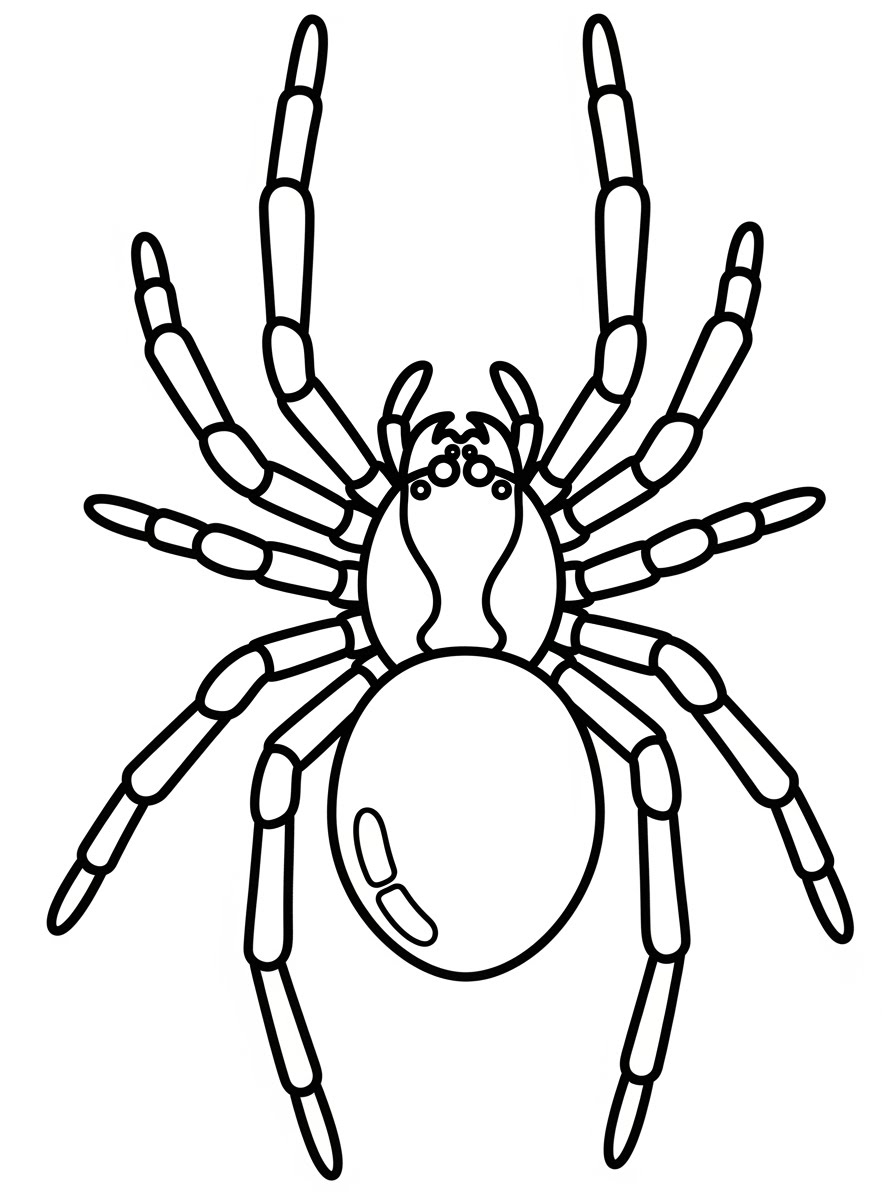 Desenho de Aranha com corpo detalhado para colorir