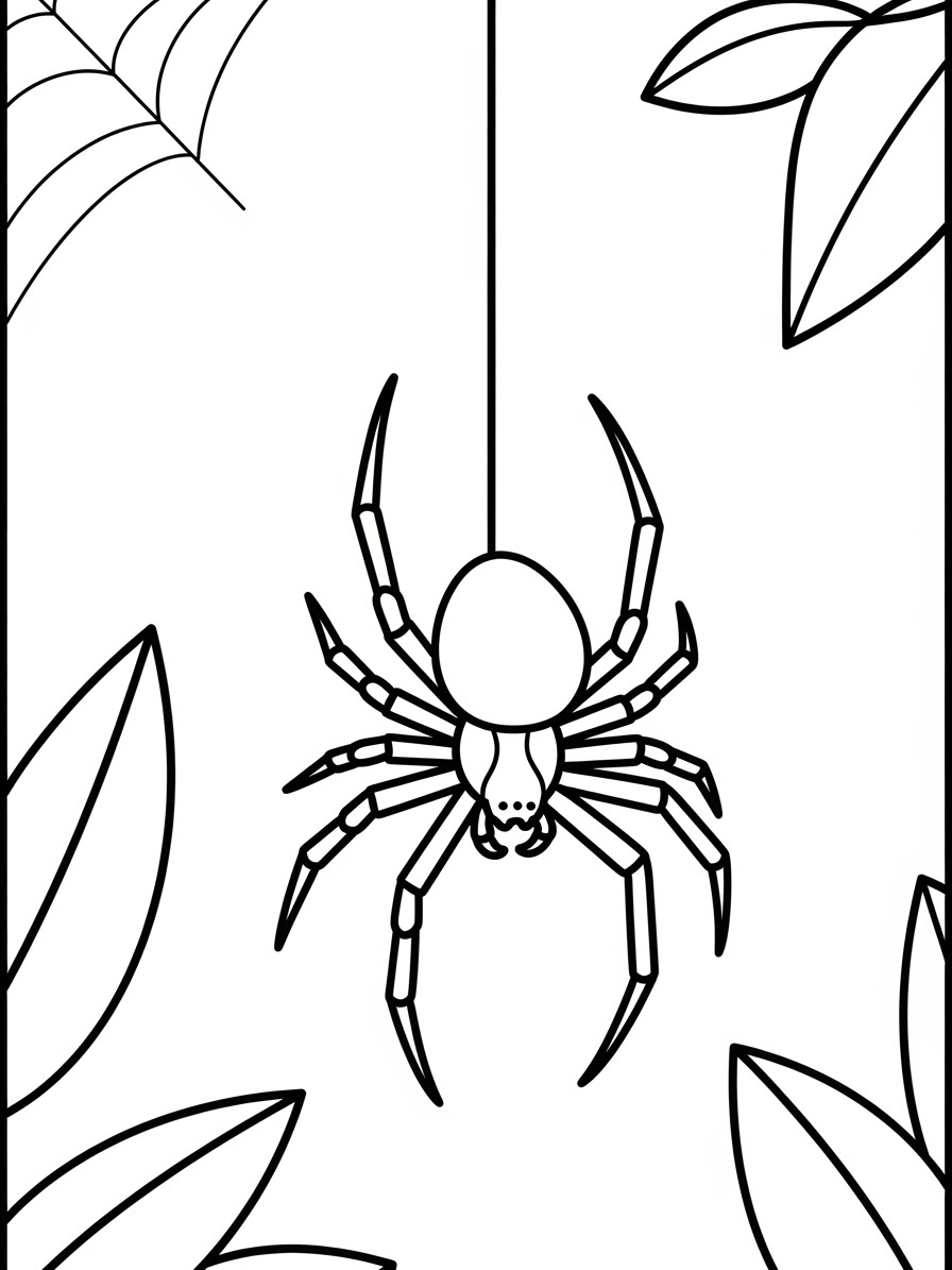 Desenho de Aranha pendurada em fio para colorir