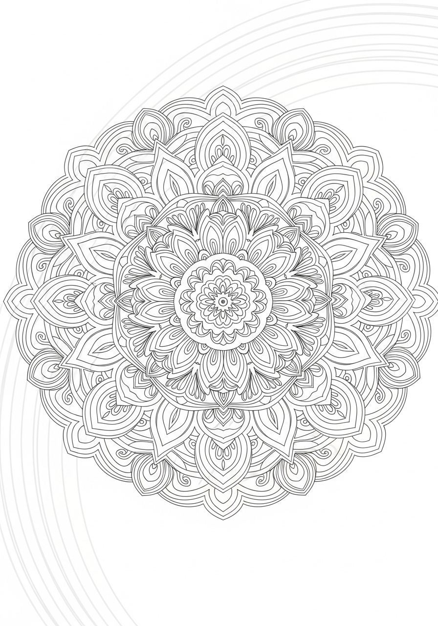 Desenho de mandala intrincada para colorir com detalhes