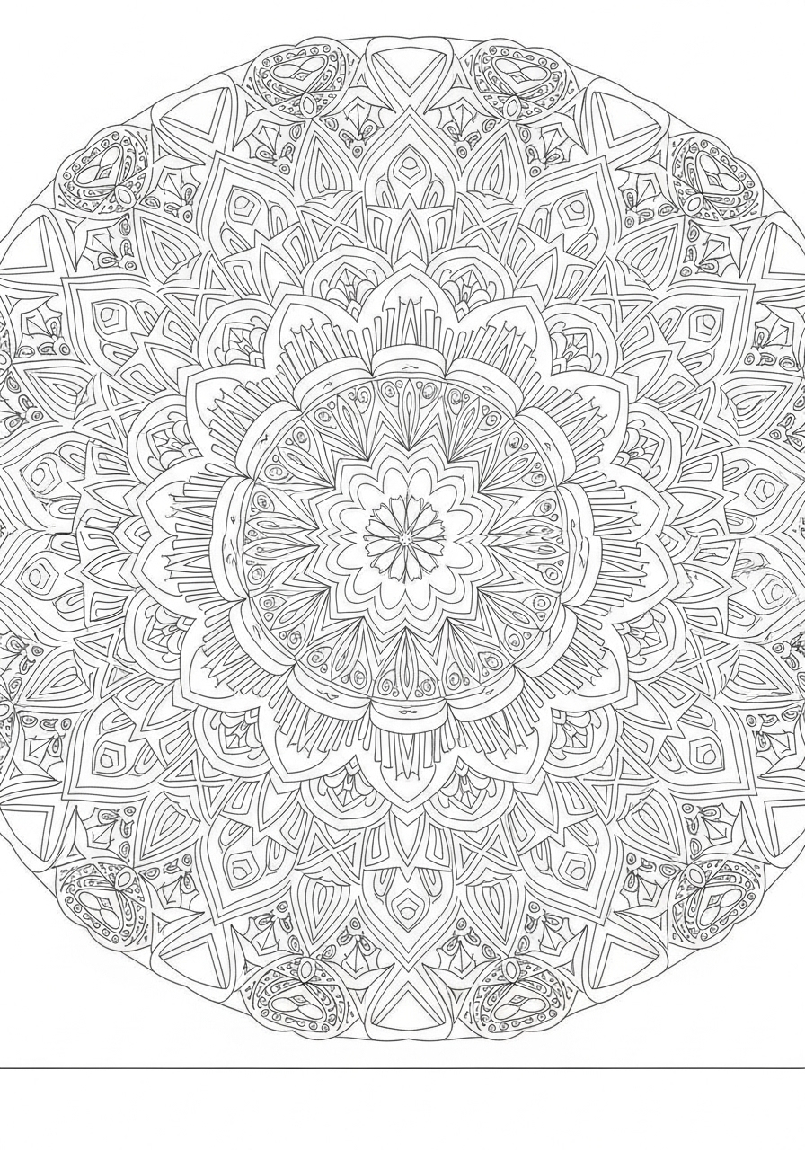 Desenho de mandala circular detalhada para colorir