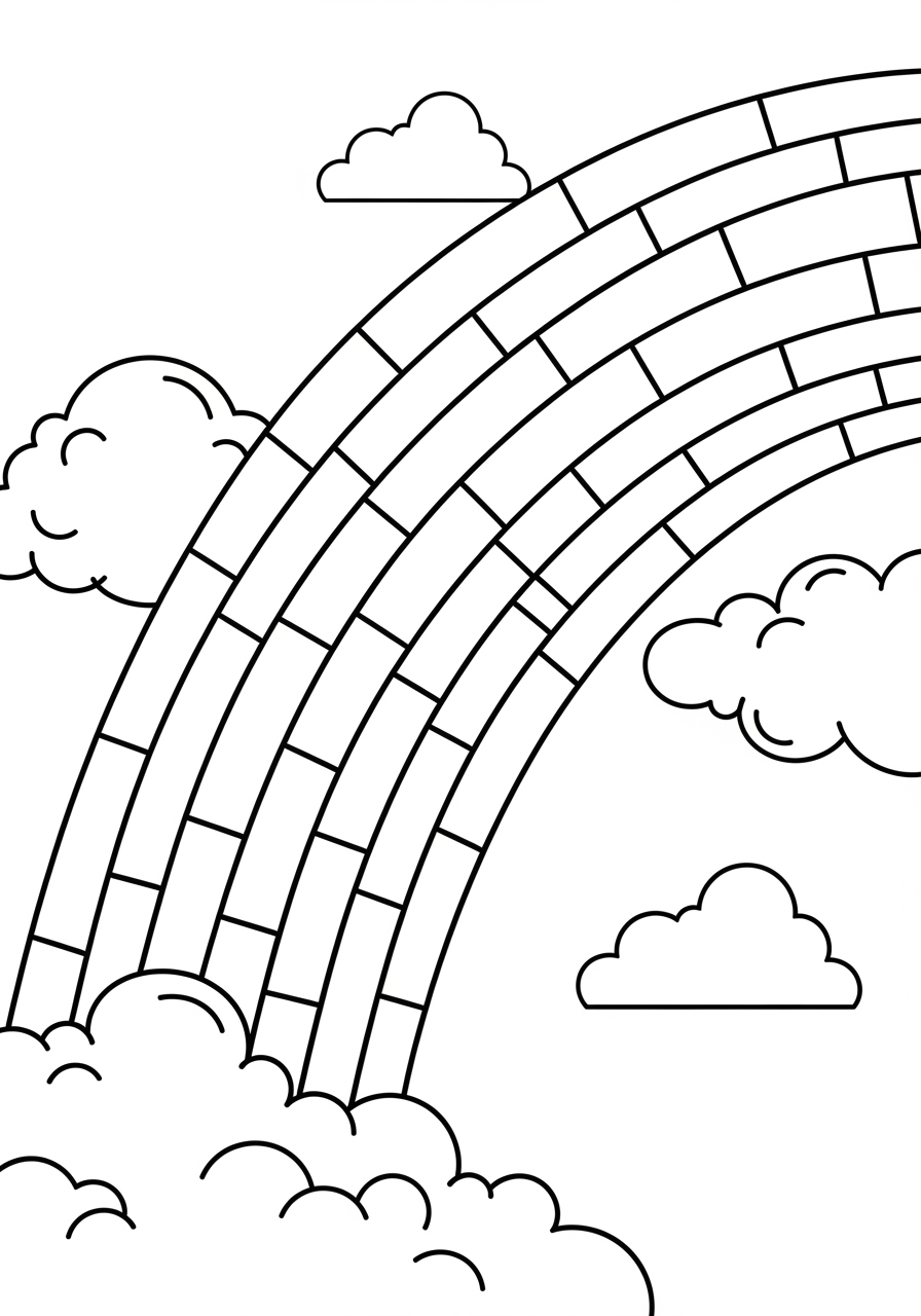 Desenho de Arco-íris com nuvens para colorir