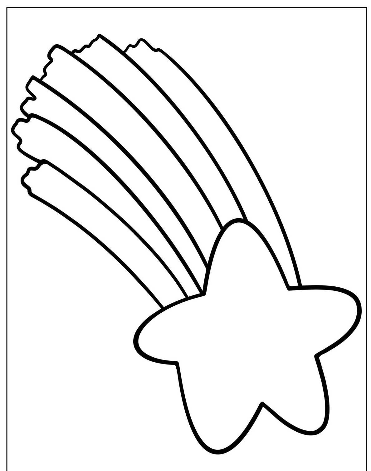 Desenho de arco-íris com estrela grande para colorir