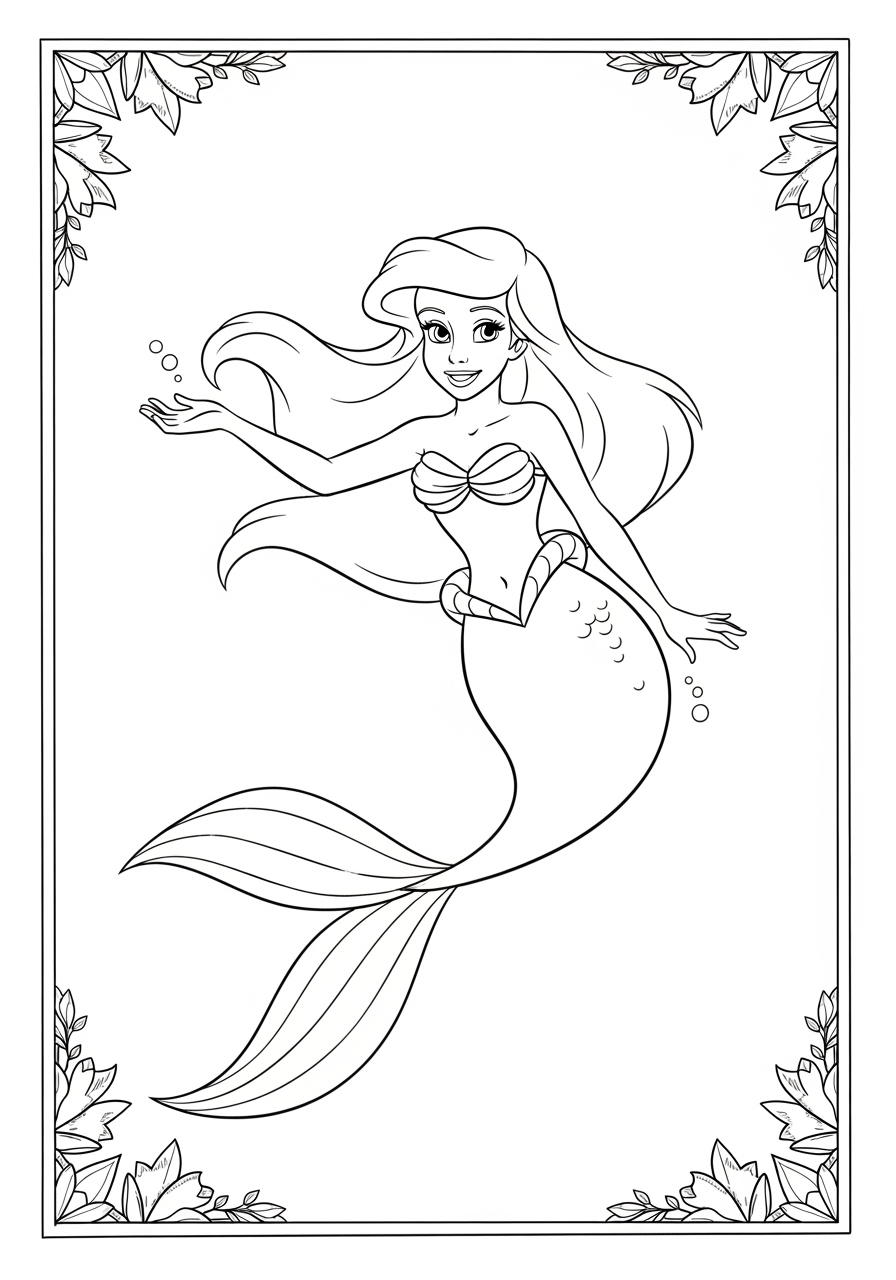 Desenho da Ariel sorridente para colorir