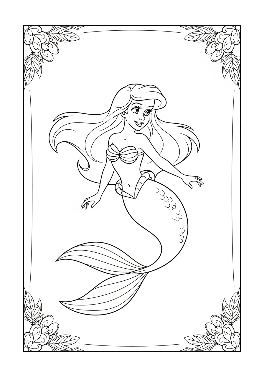 Desenho da Ariel sorrindo com cauda de sereia