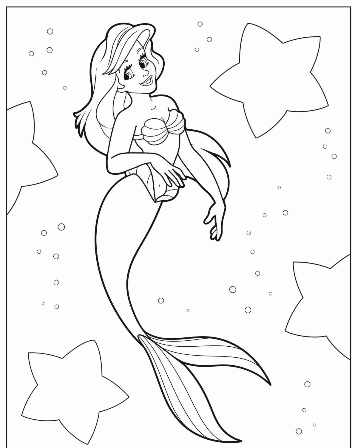 Desenho da Ariel sorrindo simples para colorir