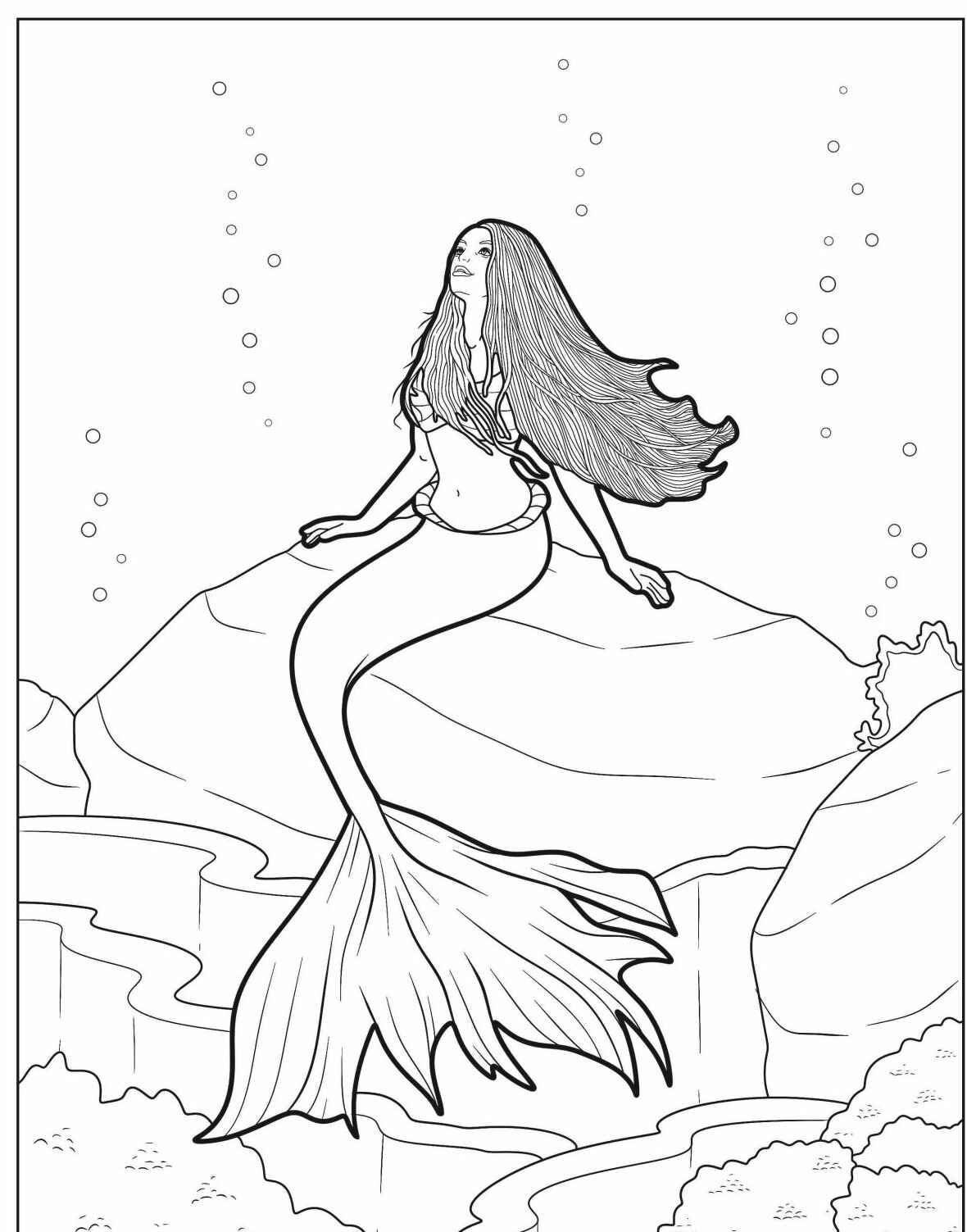 Desenho da Ariel em rocha para colorir