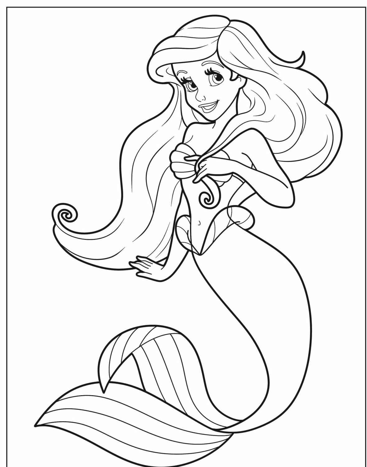 Desenho da Ariel em pose fofa para colorir
