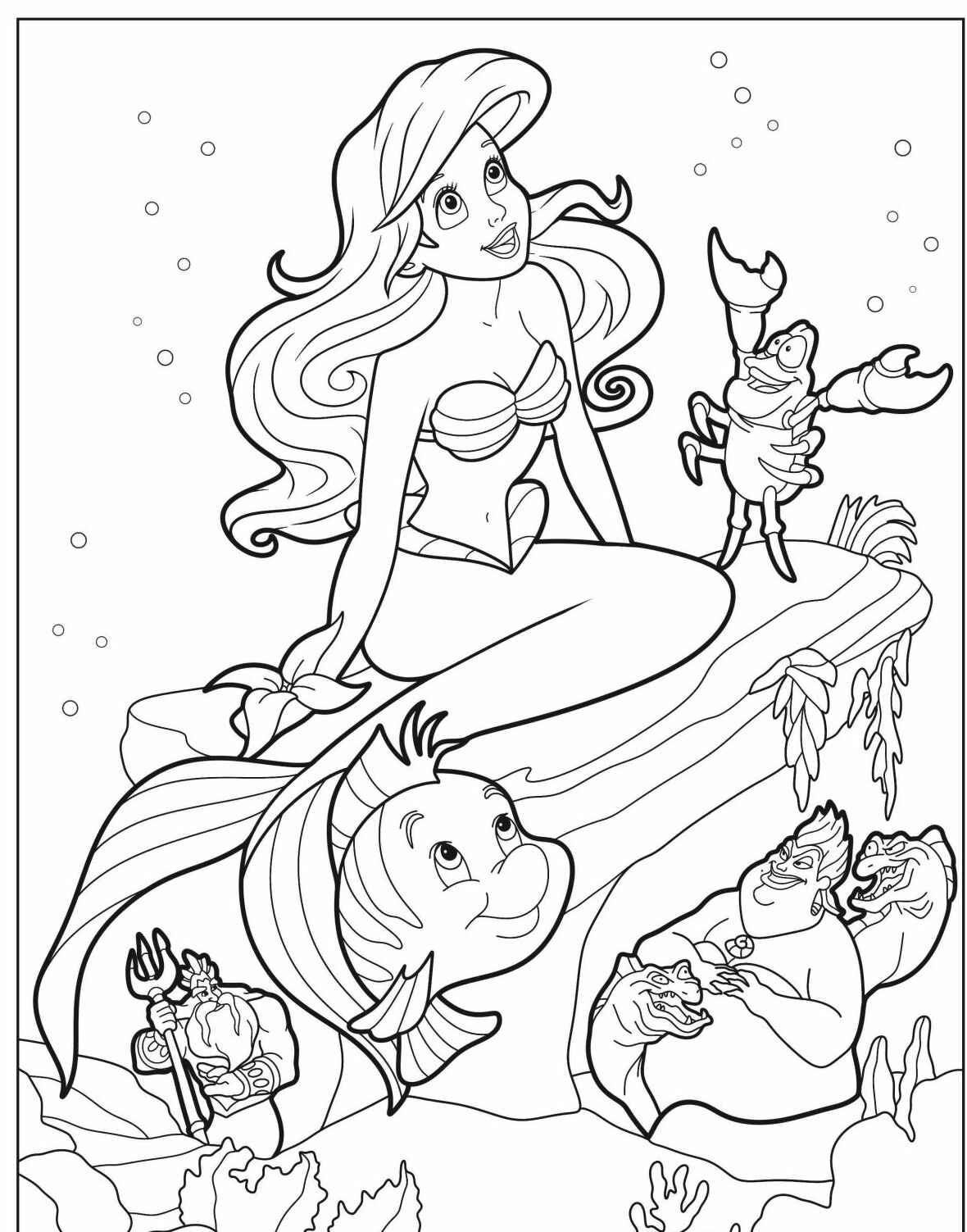 Desenho da Ariel sentada em uma rocha para colorir