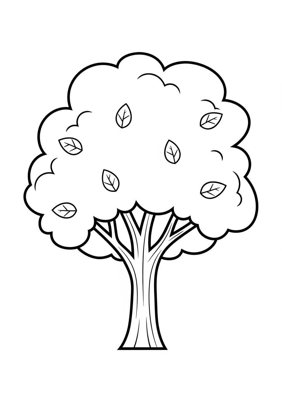 Desenho de Árvore com folhas simples para colorir