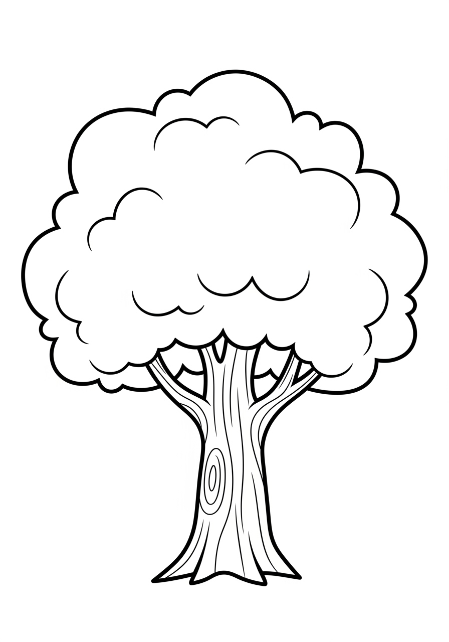 Desenho de Árvore com copa cheia para colorir
