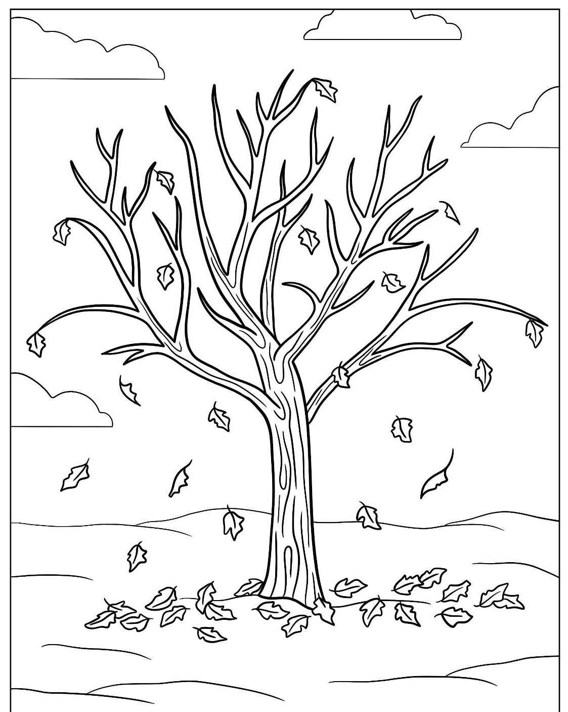 Desenho de Árvore sem folhas para colorir