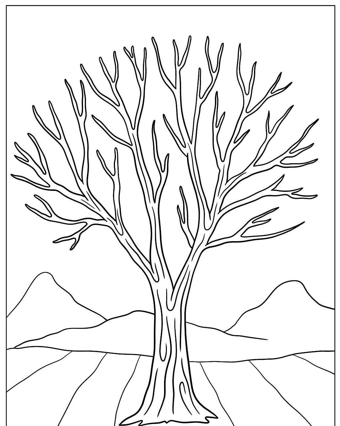 Desenho de Árvore sem folhas para colorir