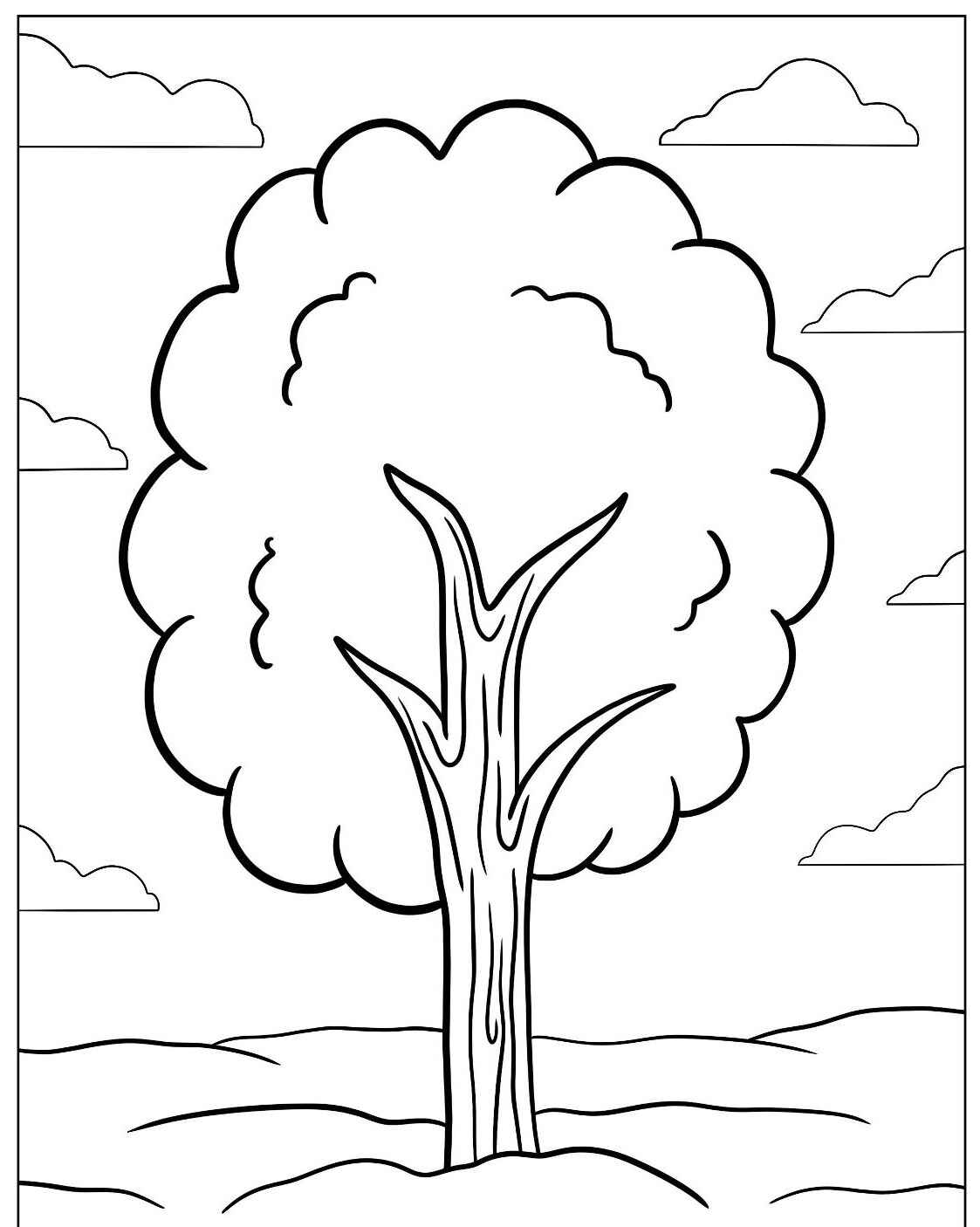 Desenho de Árvore grande e cheia para colorir