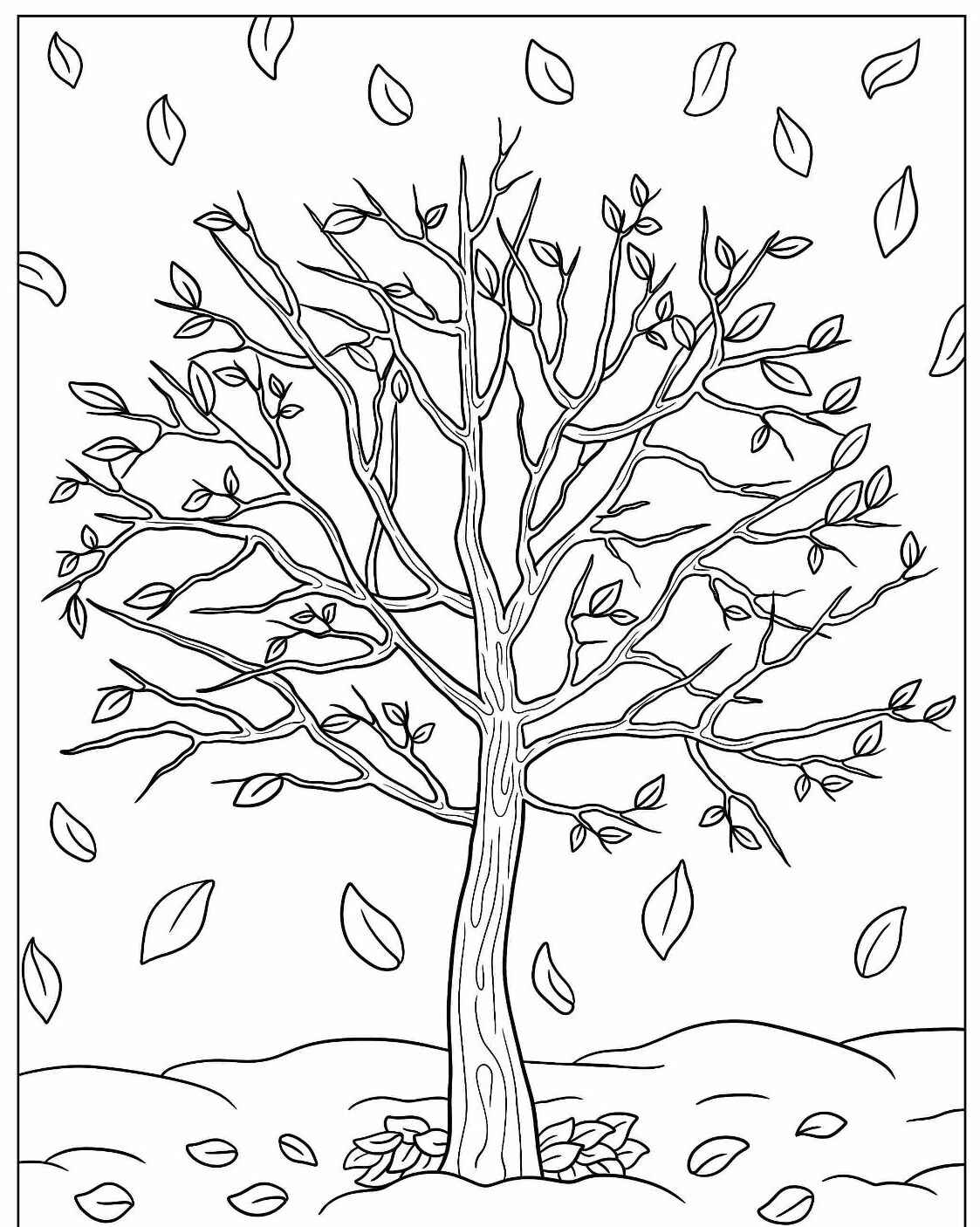 Desenho de Árvore no outono para colorir