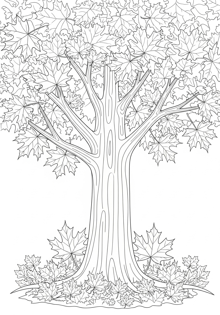 Desenho de Árvore frondosa para colorir