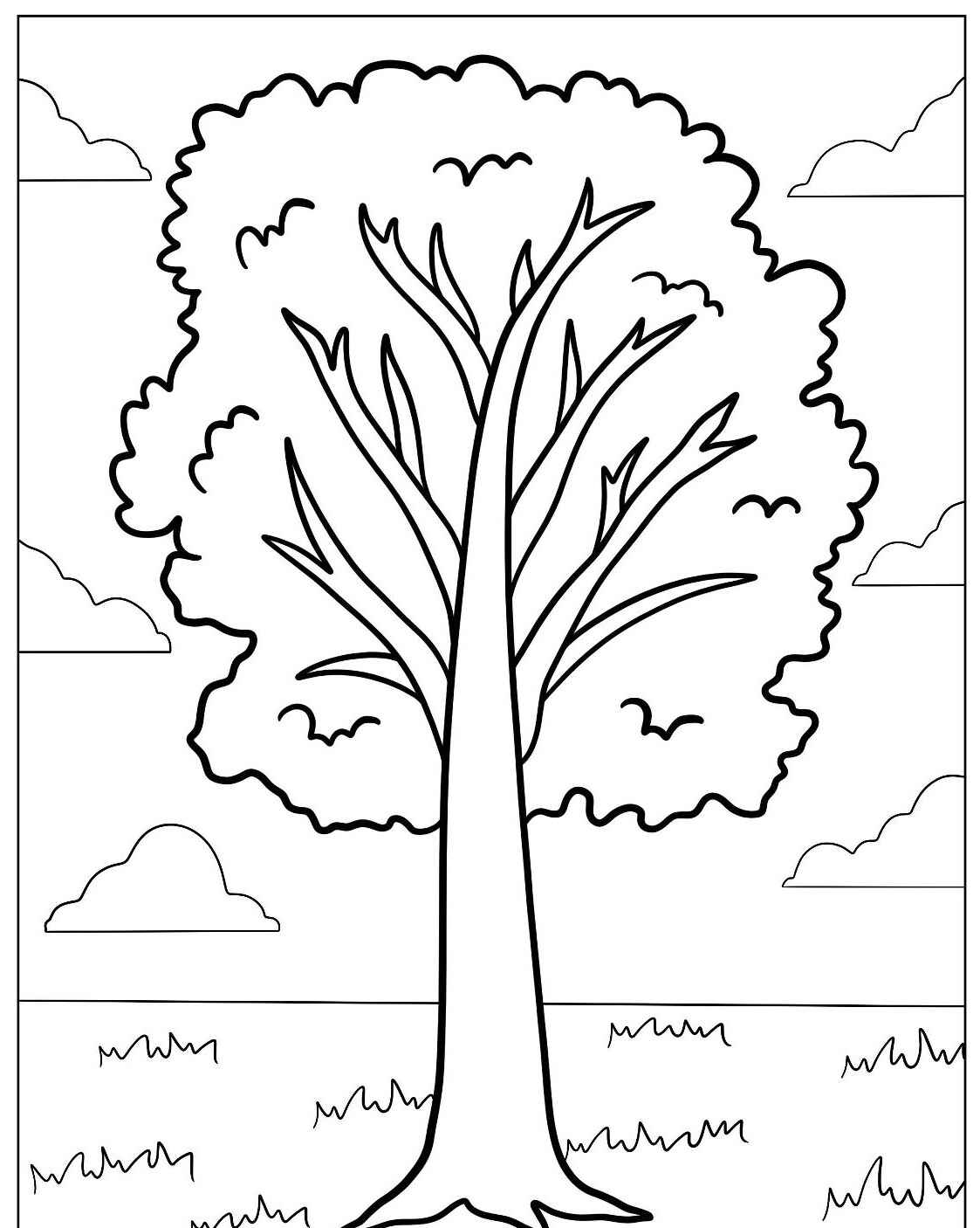 Desenho de Árvore grande e esguia para colorir