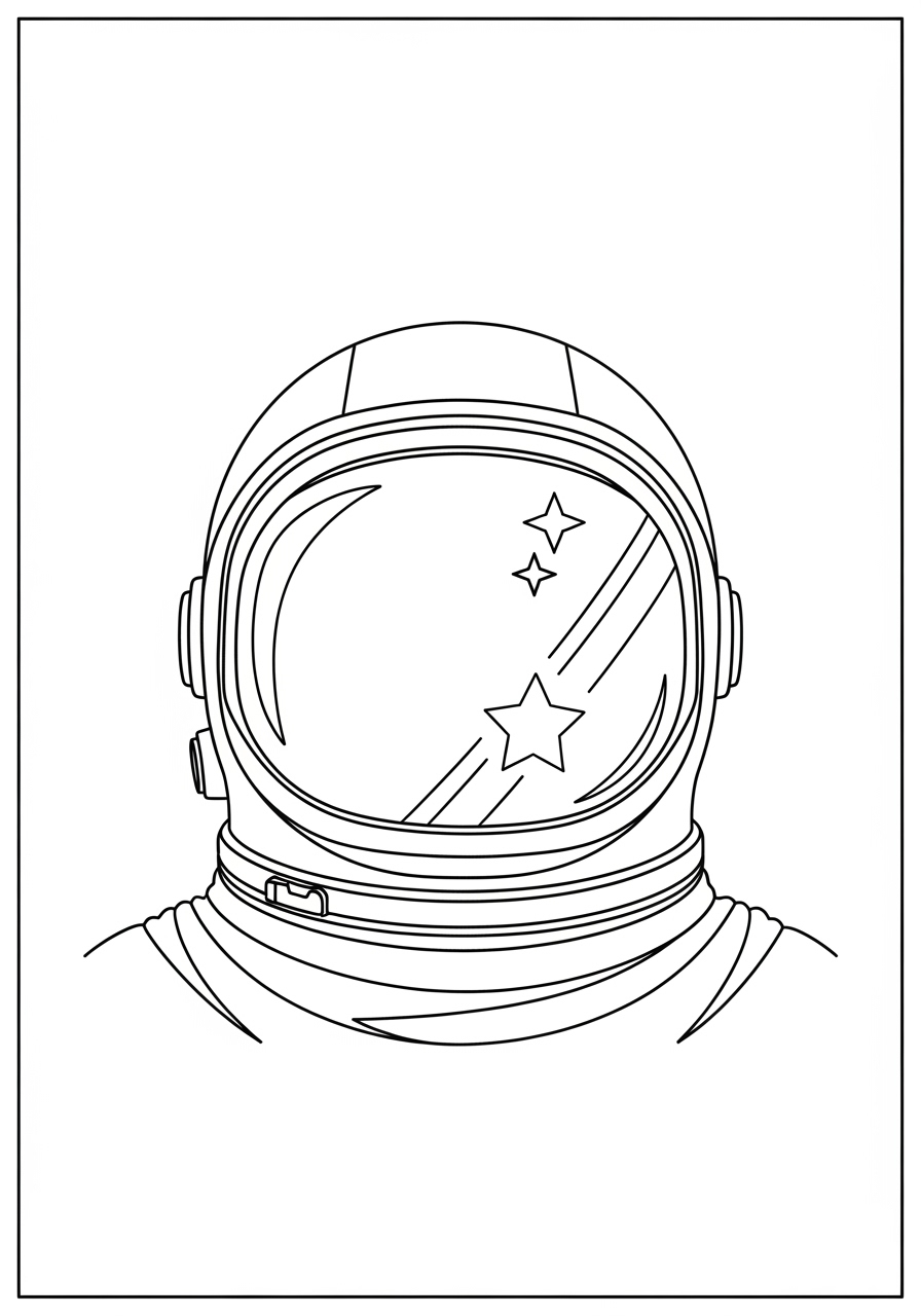 Desenho de astronauta com capacete para colorir