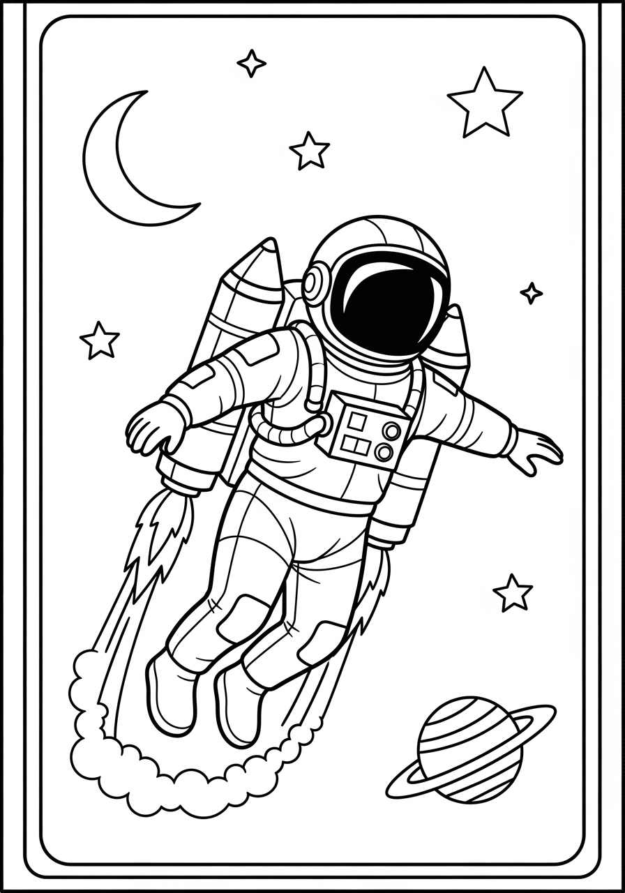 Desenho de Astronauta flutuando no espaço para colorir