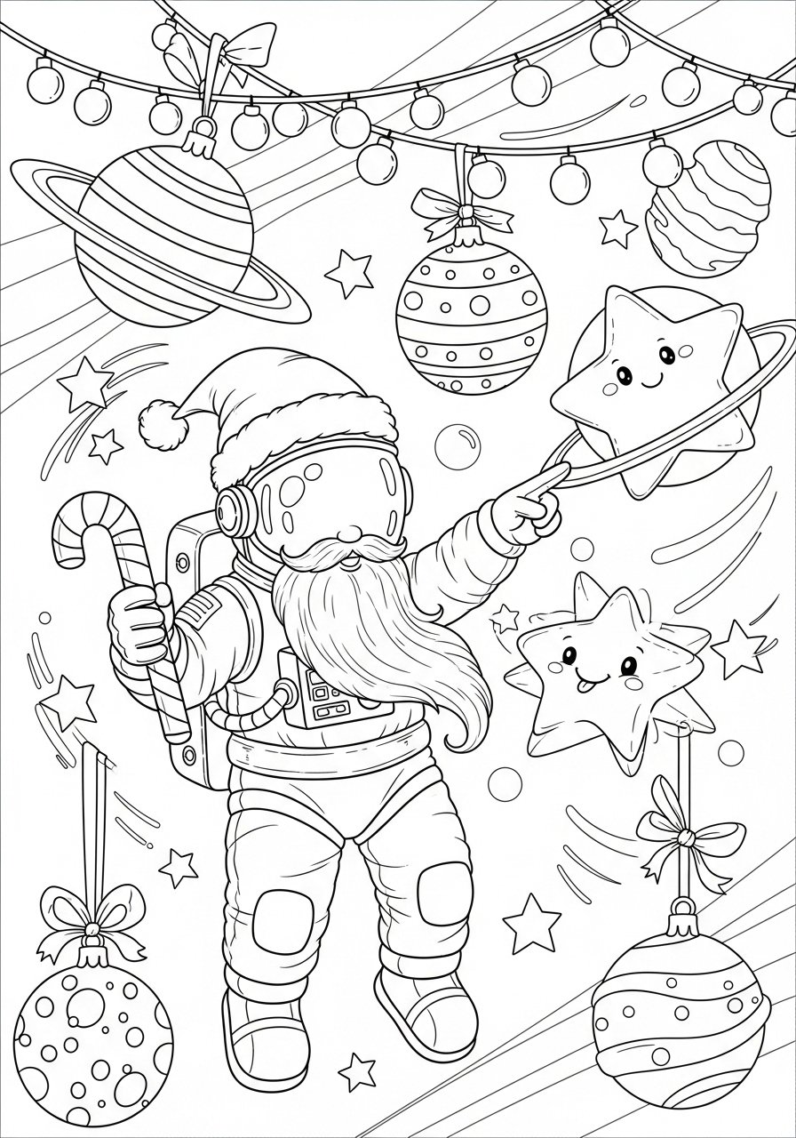 Desenho de Astronauta Natalino fofinho para colorir