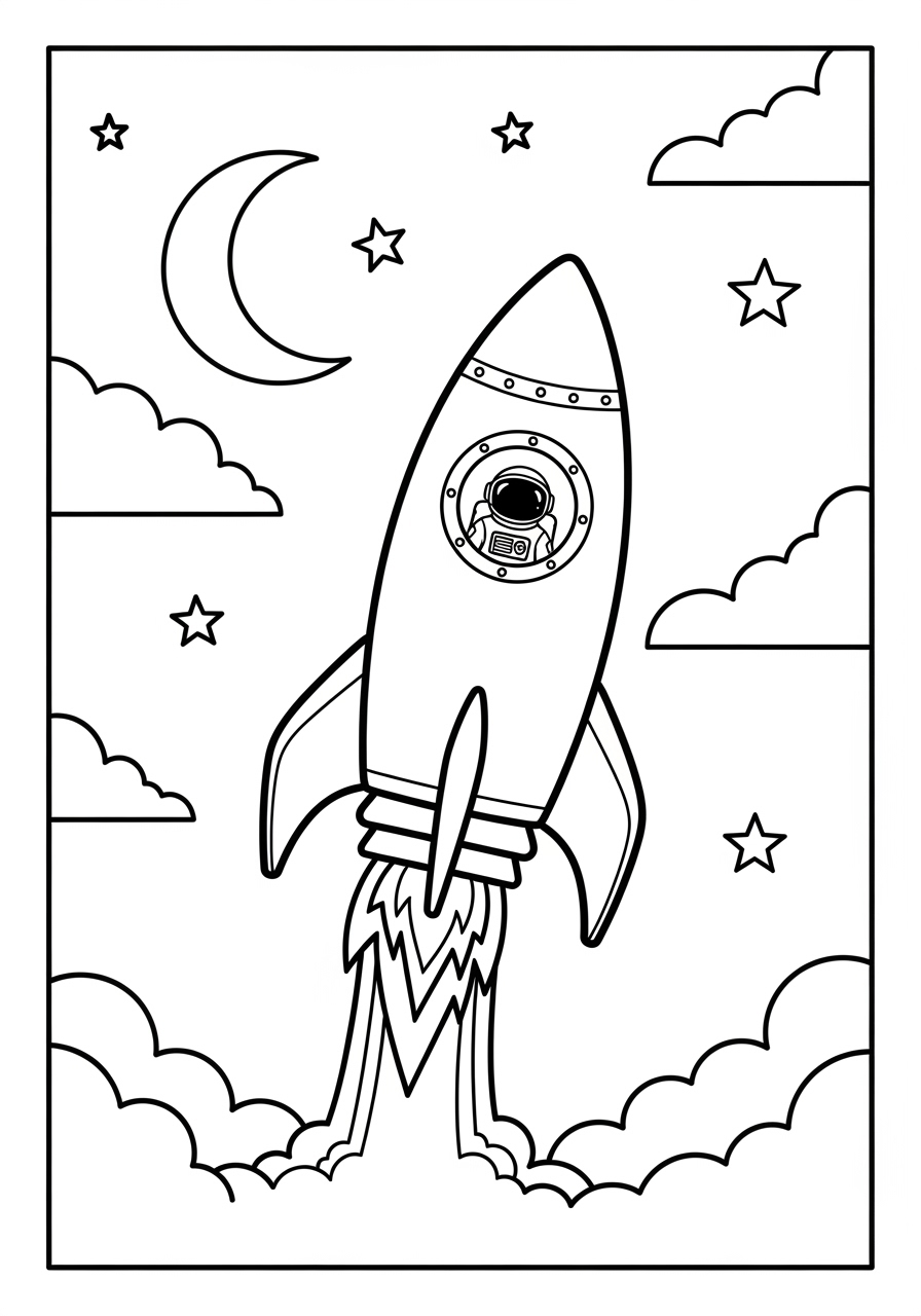 Desenho de Astronauta no espaço simples para colorir