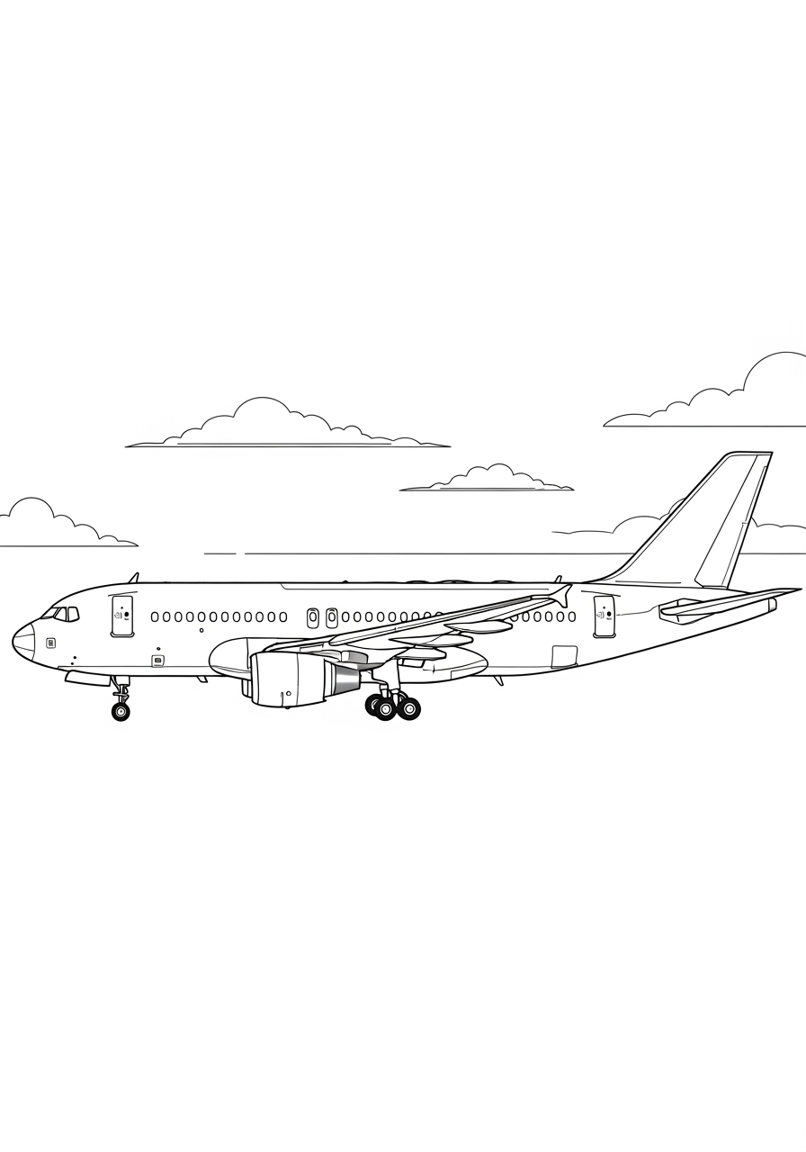Desenho de Avião na pista para colorir e se divertir