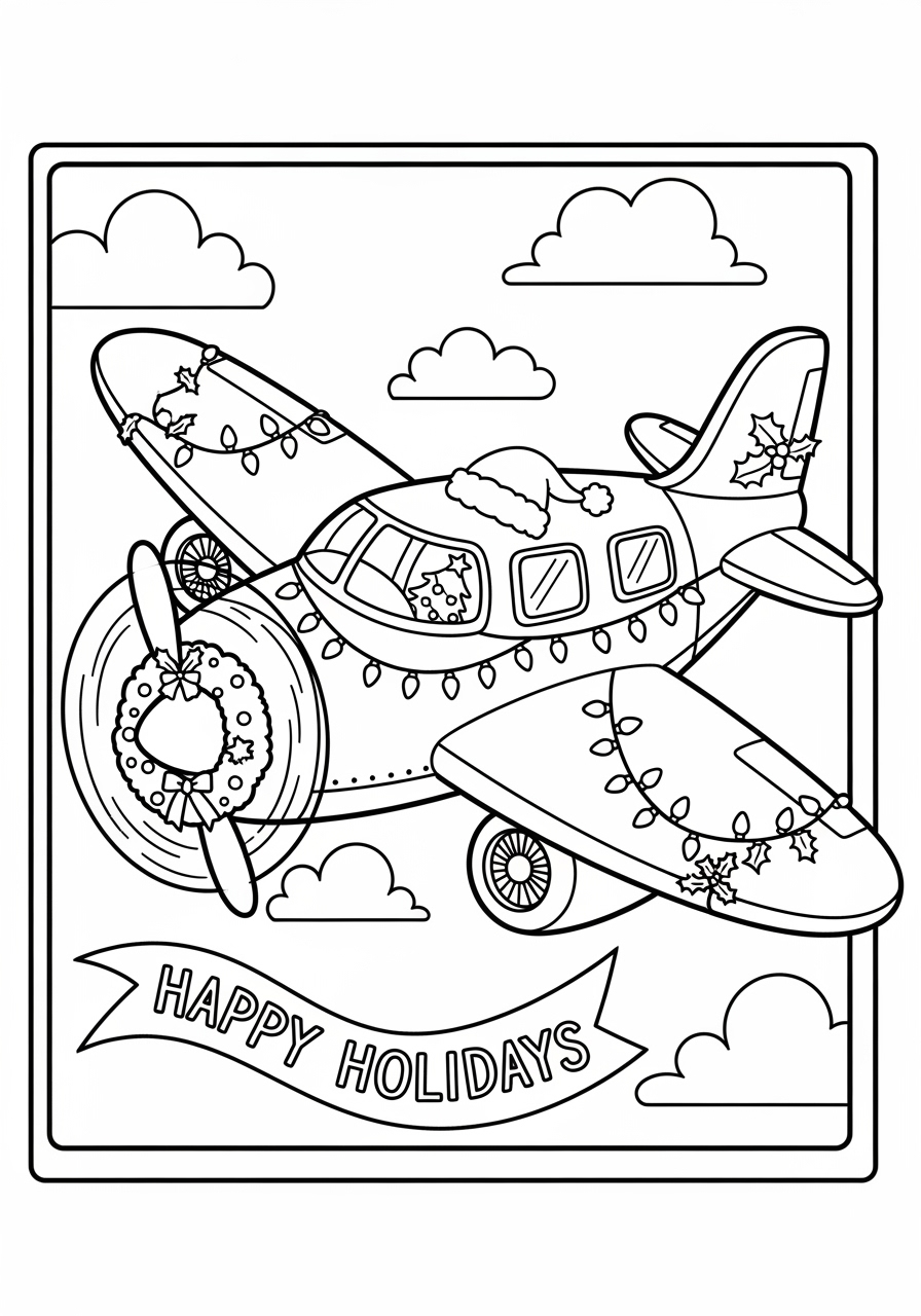 Desenho de Avião decorado para colorir