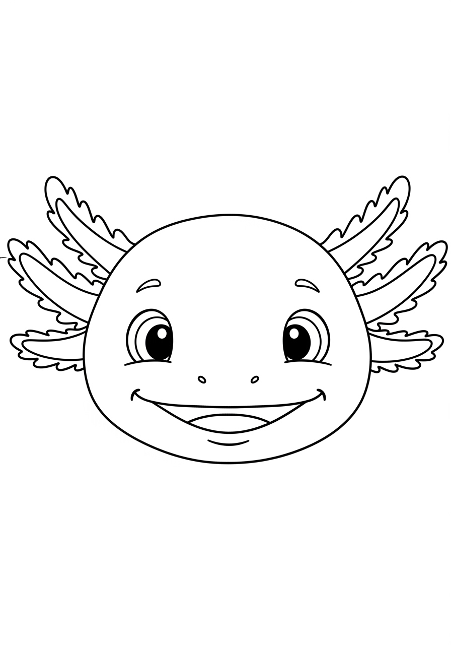 Desenho de Axolote sorridente para colorir