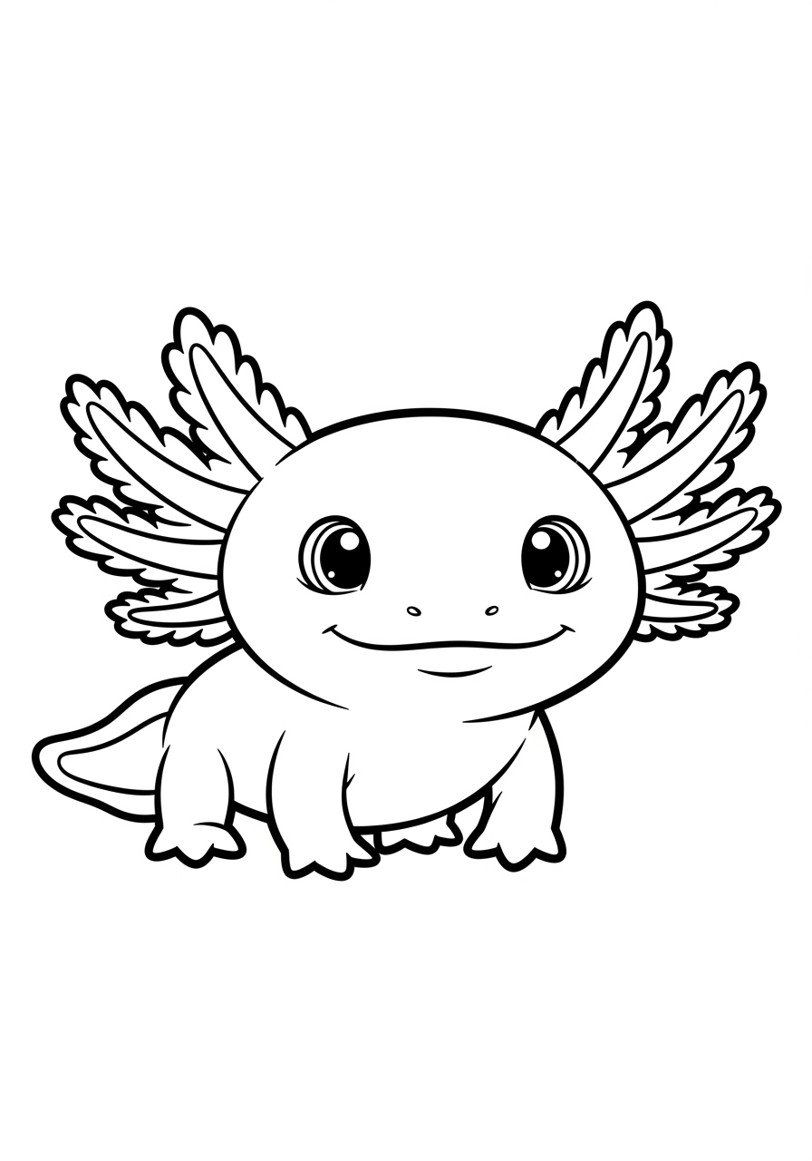 Desenho de Axolote fofo com asas para colorir