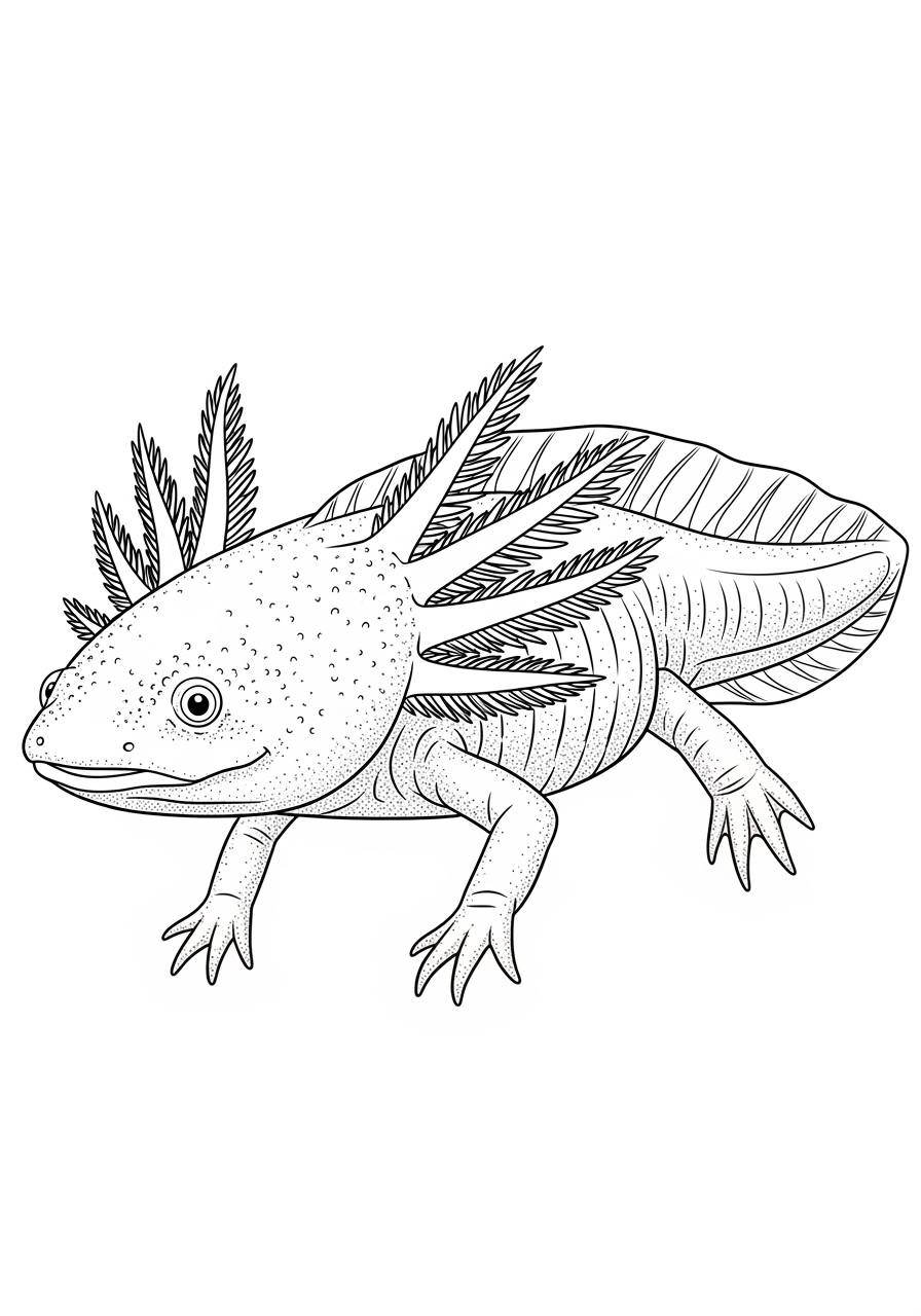 Desenho de Axolote detalhado para colorir