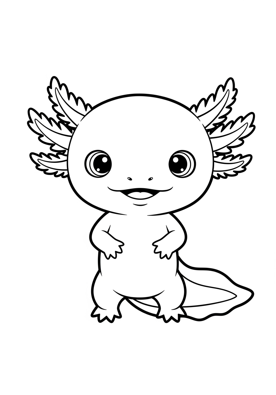 Desenho de Axolote sorridente para colorir