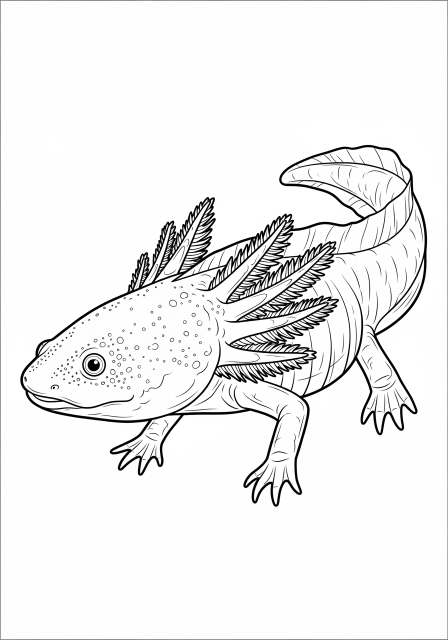Desenho de Axolote com detalhes para colorir