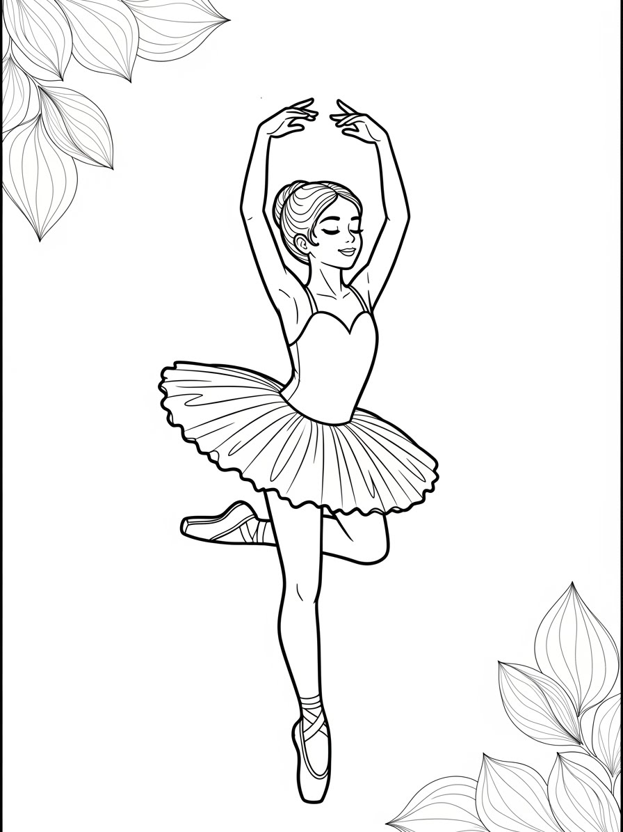 Desenho de Balé com bailarina elegante para colorir