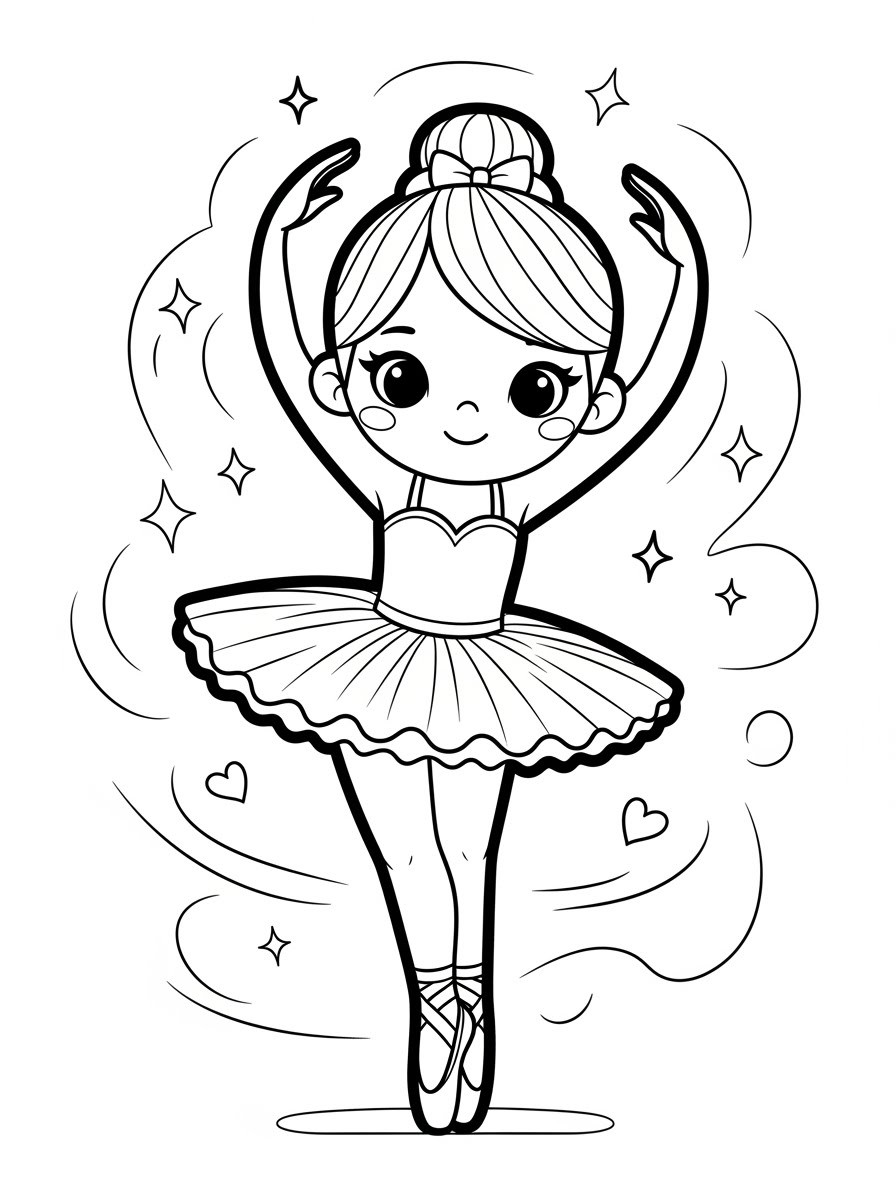 Desenho de Balé com bailarina fofa para colorir