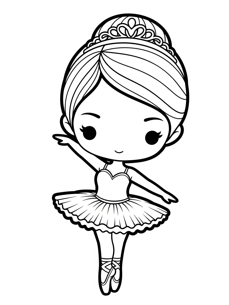 Desenho de Balé com bailarina fofa para colorir