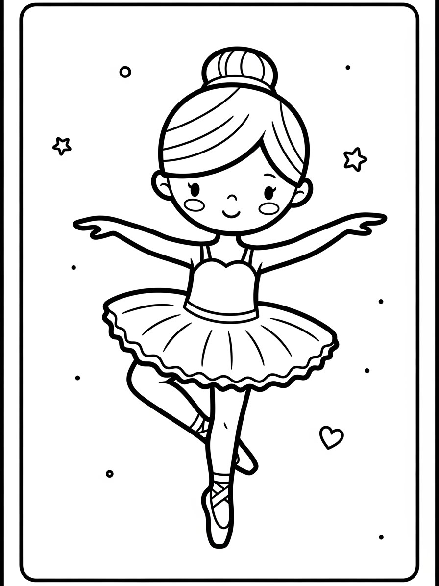 Desenho de Balé com bailarina simples para colorir