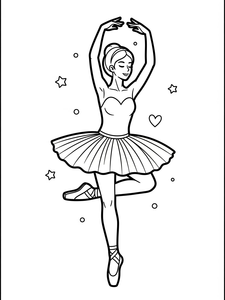 Desenho de Balé com bailarina fofa para colorir