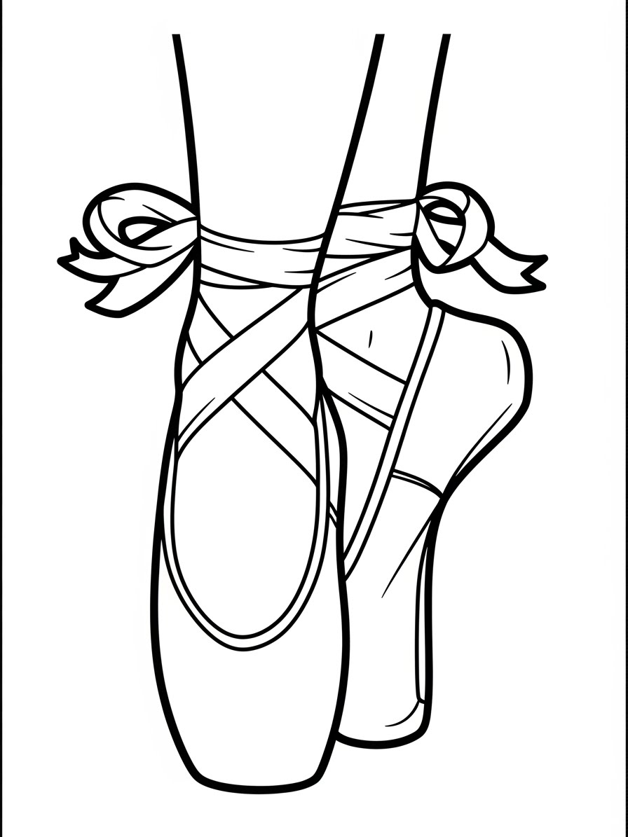 Desenho de Balé com sapatilhas de ponta para colorir