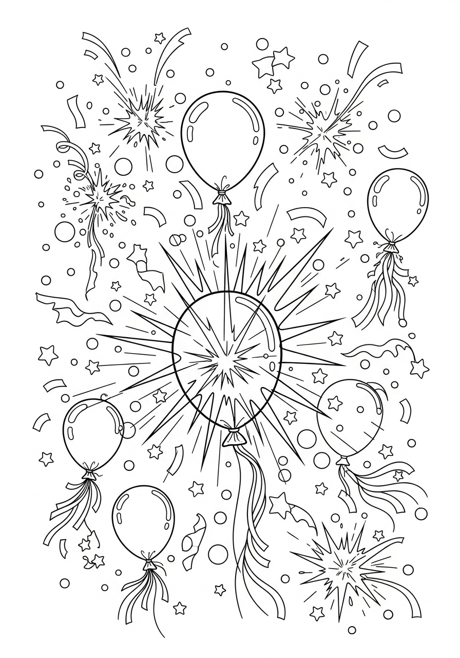 Desenho de Balāo com estrelas para colorir