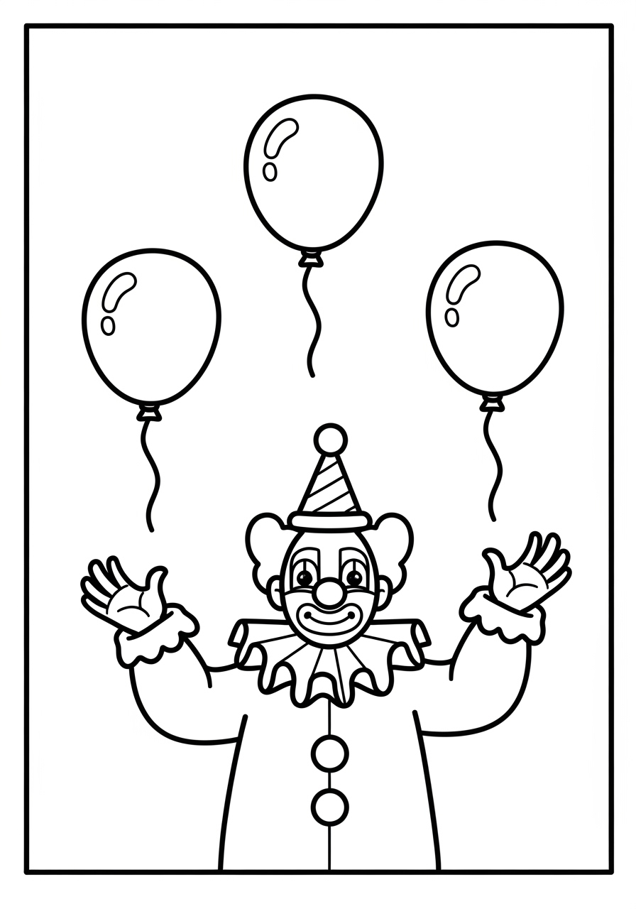 Desenho de Balāo com palhaço fofo para colorir