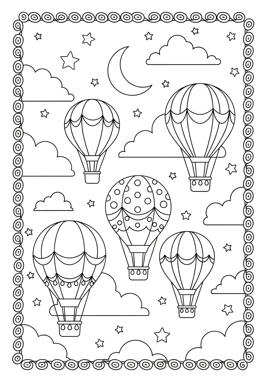 Desenho de Balāo com estrelas para colorir