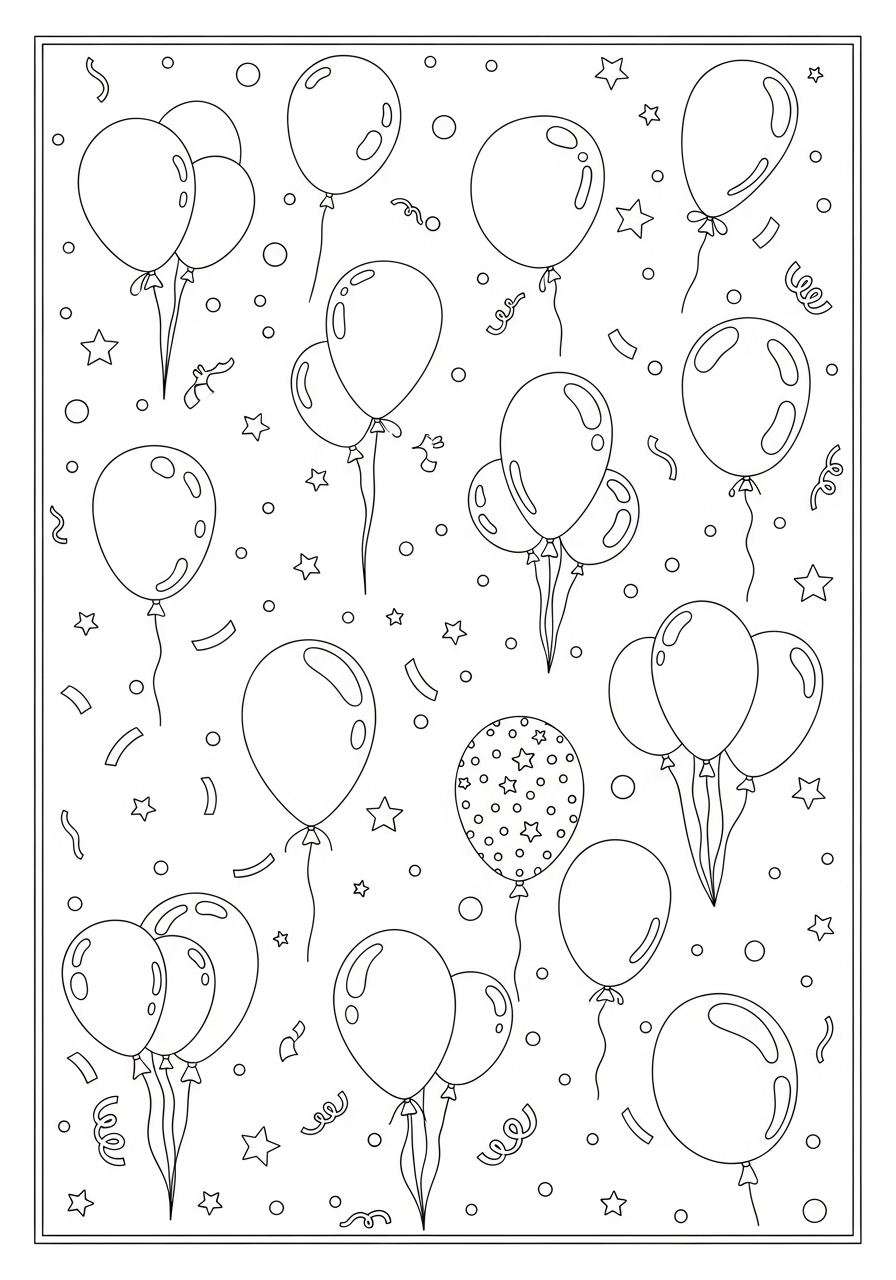 Desenho de balões flutuantes simples para colorir